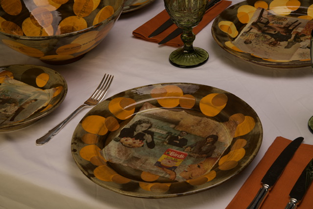 Plate with slip decoration